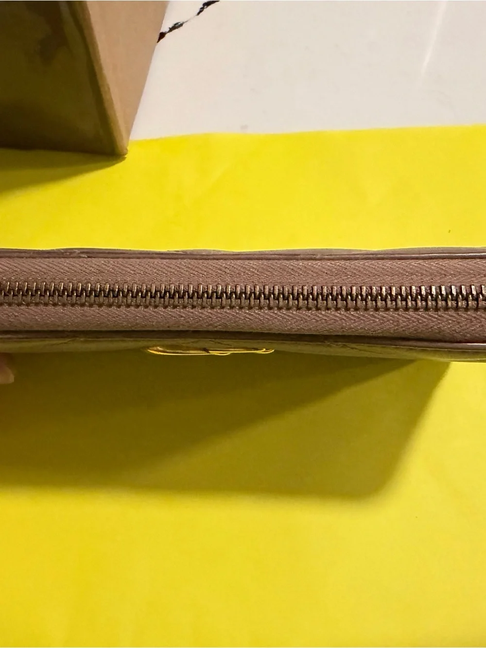 Gucci Taupe Chevron Quilted Continental Wallet with Gold GG